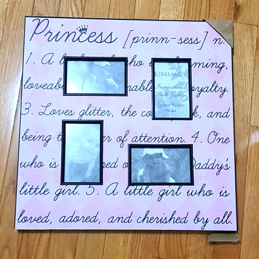 Princess Photo Collage Frame Pink and Black 18 x 18 inches